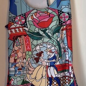 Beauty & The Beast Stained Glass Racerback Tank Top Size Small